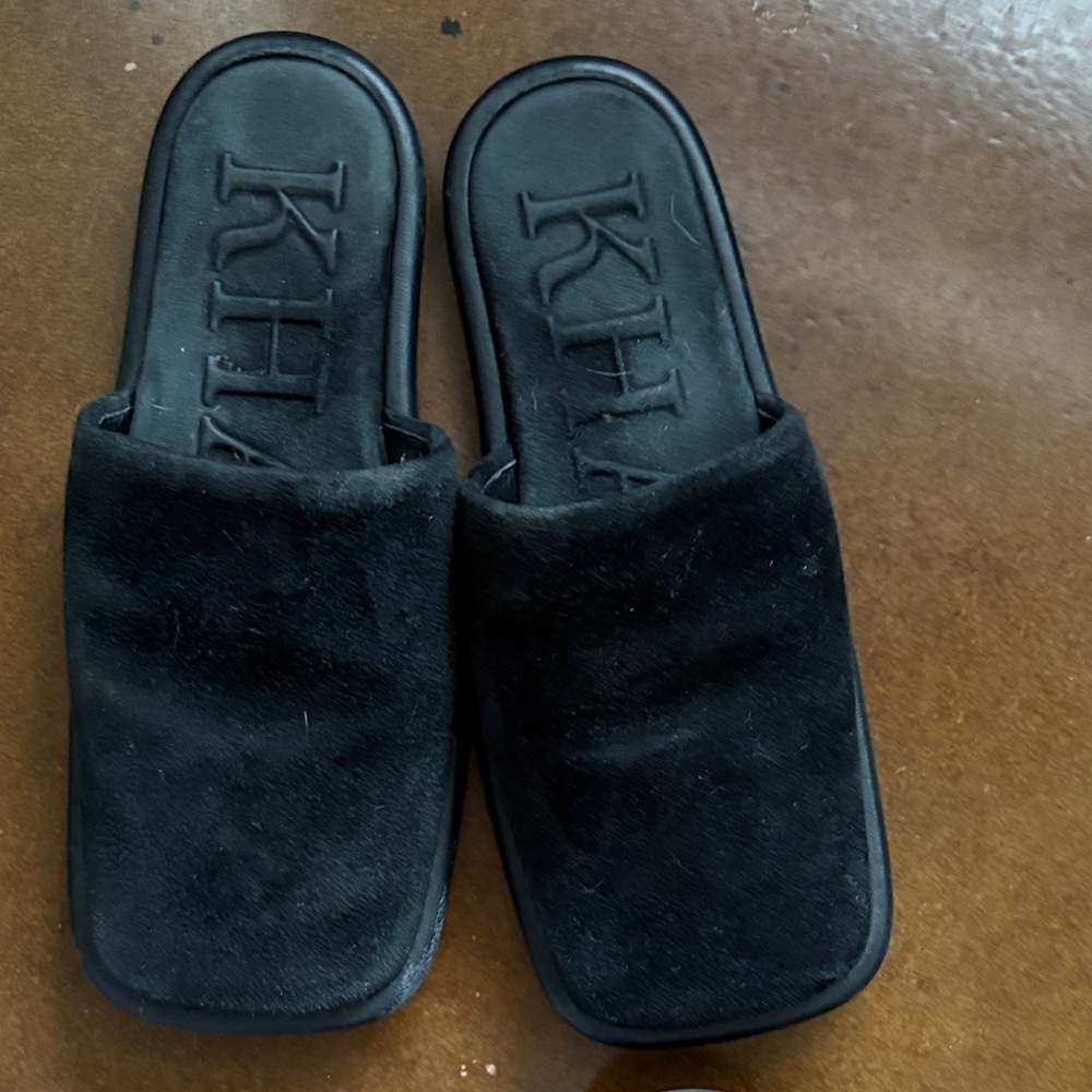 Khaite 36.5 Black Suede slide shoes
